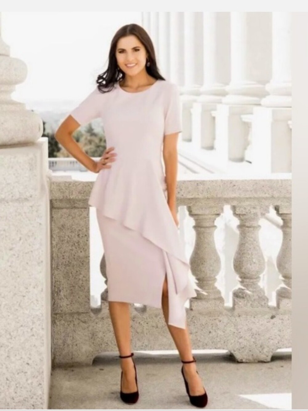 Rachel Parcell Lilac Cascade Sheath Midi Dress